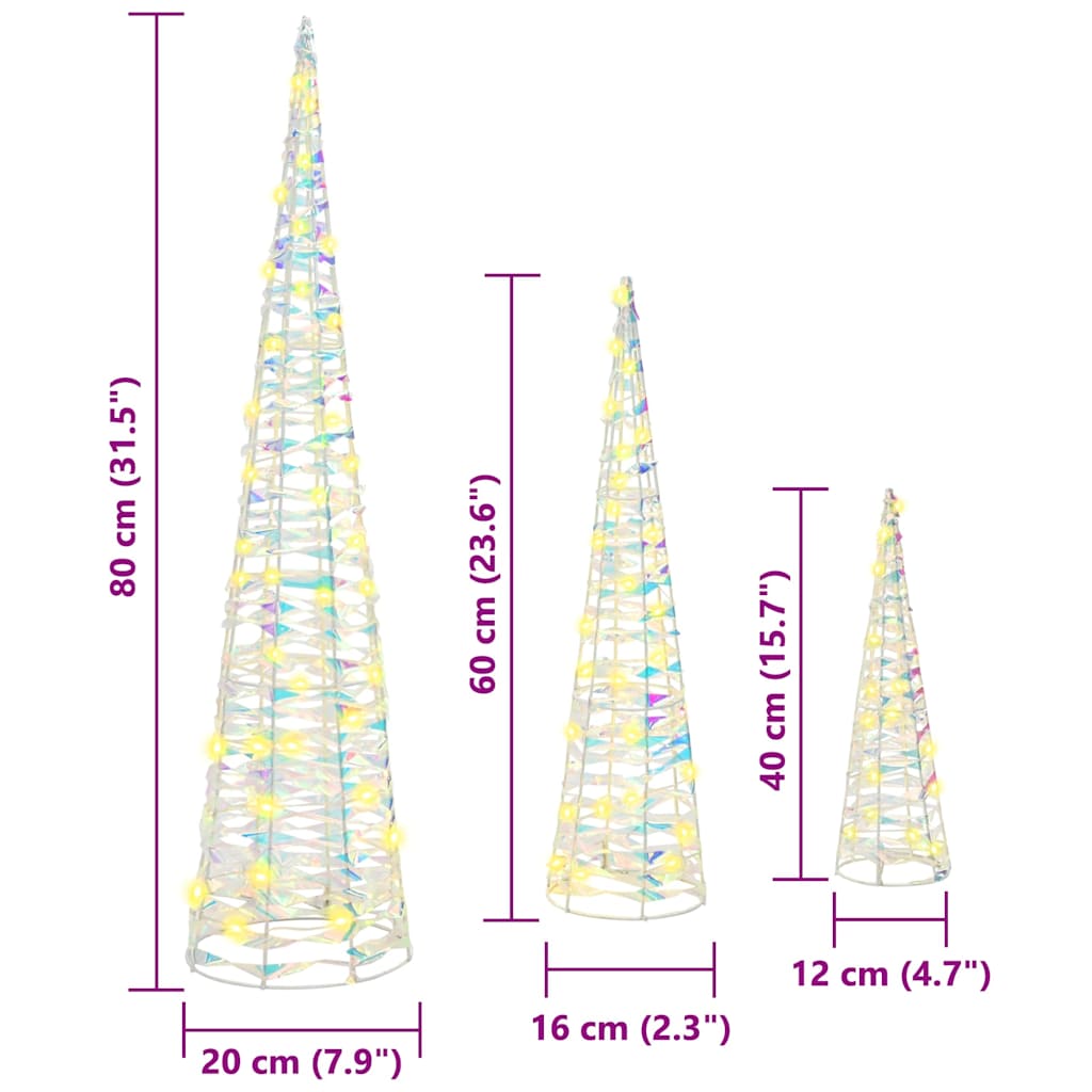 Χριστουγεννιάτικο Δέντρο 3 pcs Θερμό λευκό 20 x 20 x 80 εκ PET - Pakobazaar