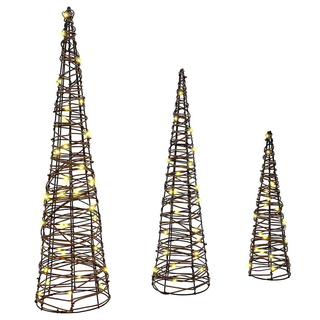 Χριστουγεννιάτικο Δέντρο με 90 LED 3 pcs Θερμό λευκό Ρατάν - Pakobazaar