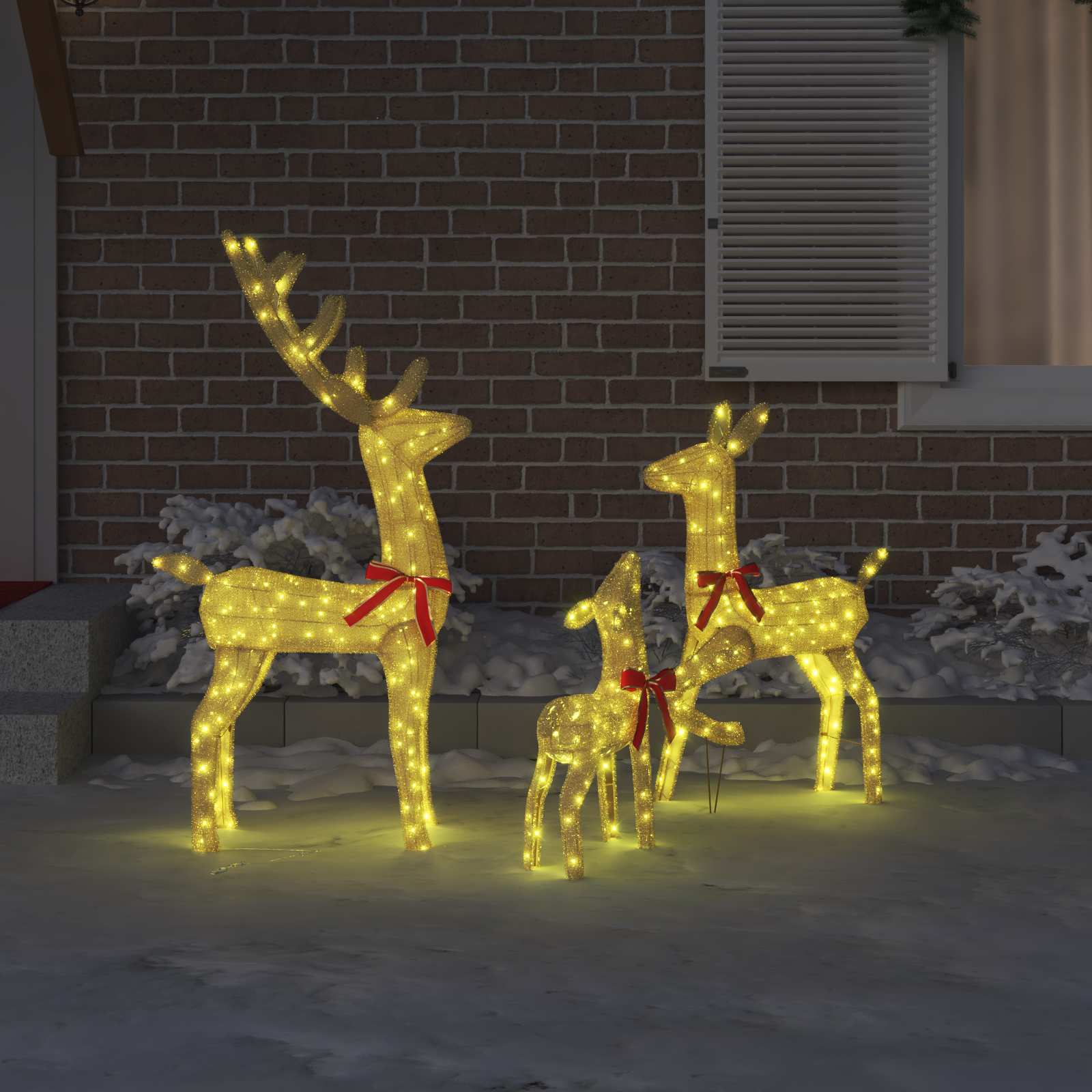 Οικογένεια Ελαφιών 3 pcs Θερμό λευκό 68 x 26 x 127 εκ ύφασμα - Pakobazaar