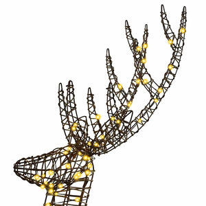 3D Ελάφι 250 LED Θερμό λευκό 180 cm Ρατάν
