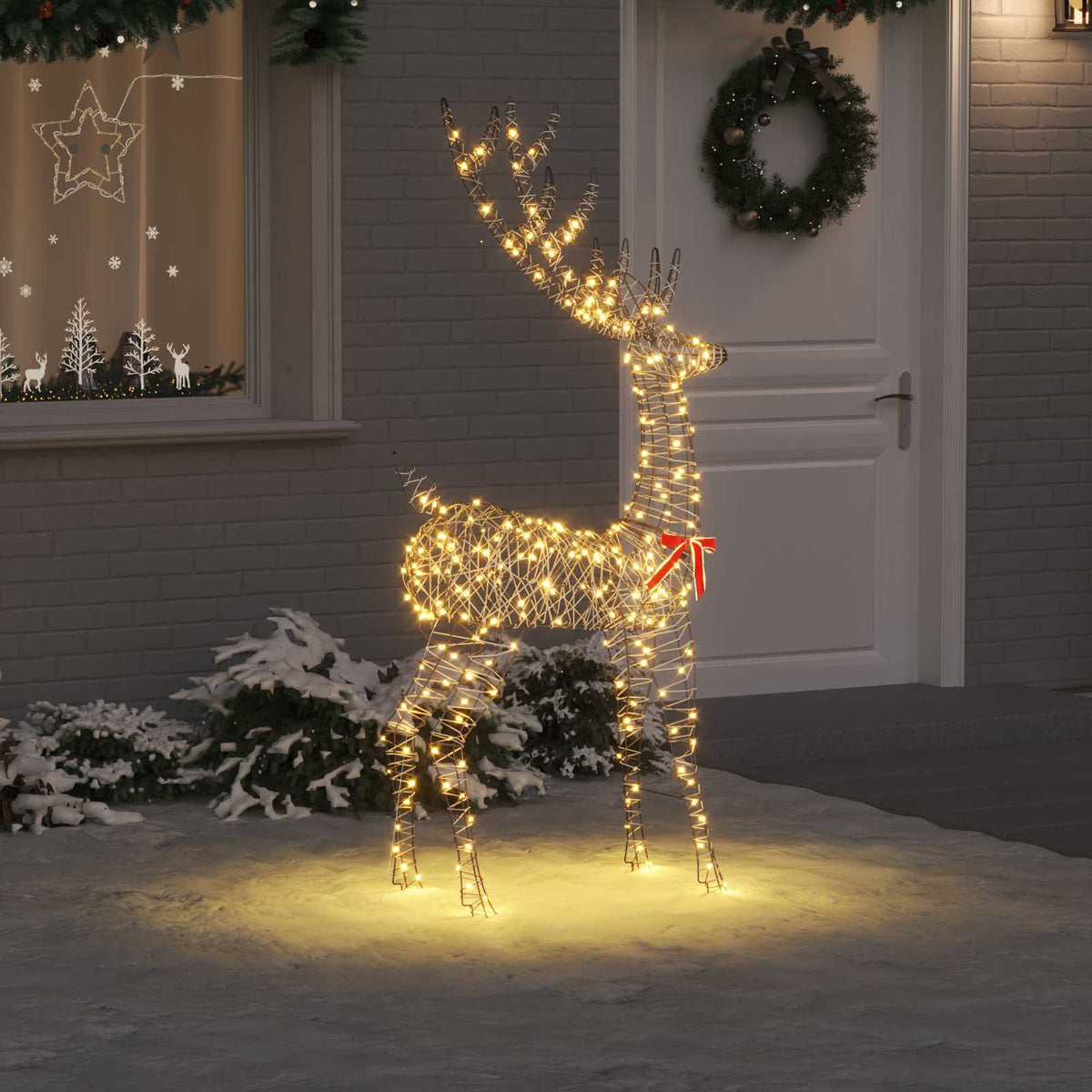 3D Ελάφι 250 LED Θερμό λευκό 180 cm Ρατάν