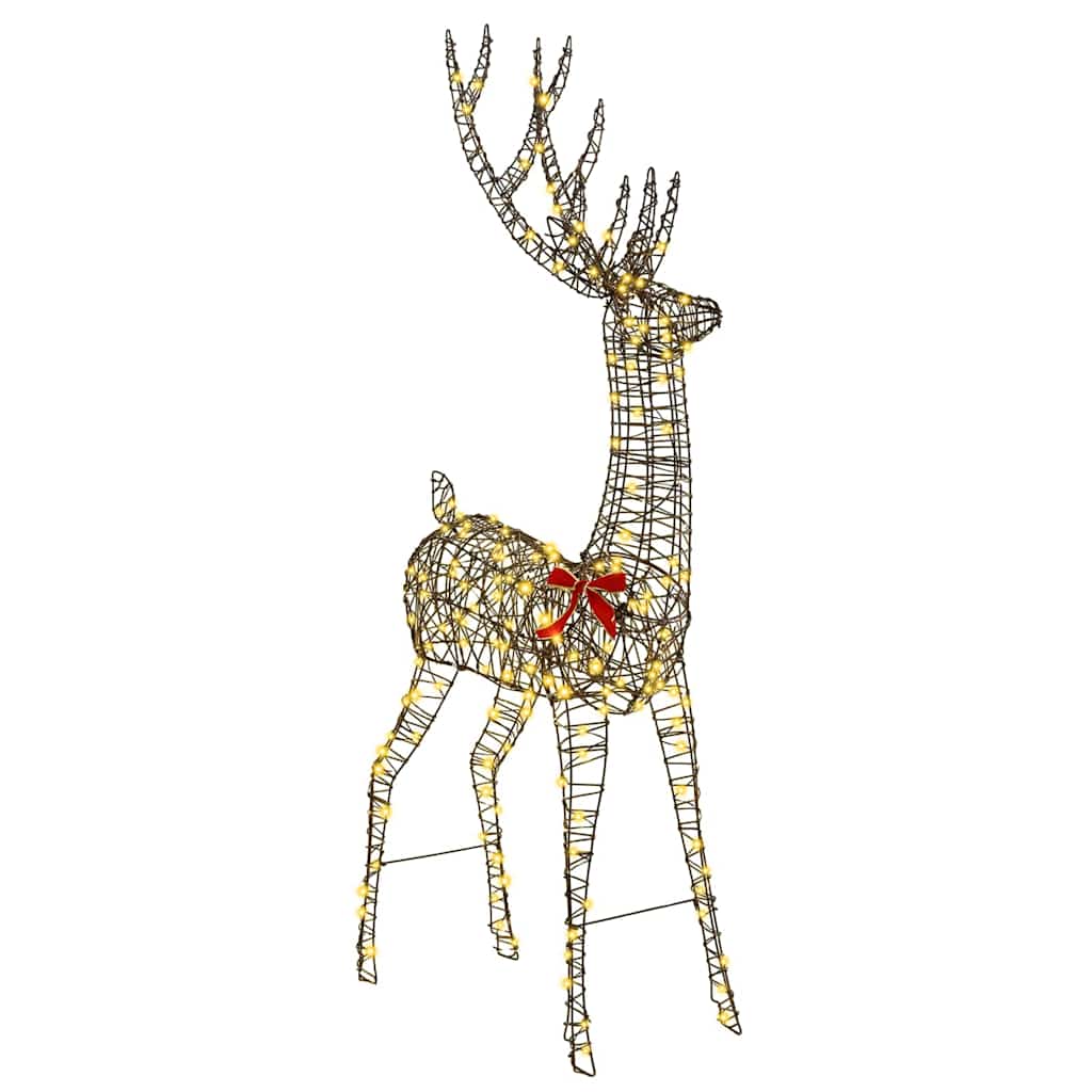 3D Ελάφι 250 LED Θερμό λευκό 180 cm Ρατάν