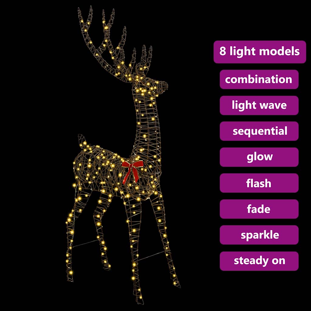 3D Ελάφι 250 LED Θερμό λευκό 180 cm Ρατάν