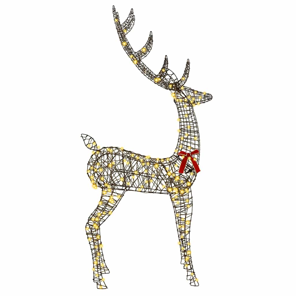3D Ελάφι 250 LED Θερμό λευκό 180 cm Ρατάν