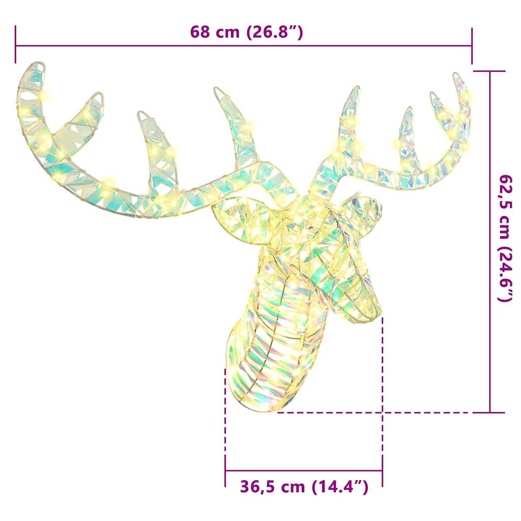 Έλκηθρο με Ελάφια Θερμό λευκό 68 x 36.5 x 62.5 εκ. PET - Pakobazaar