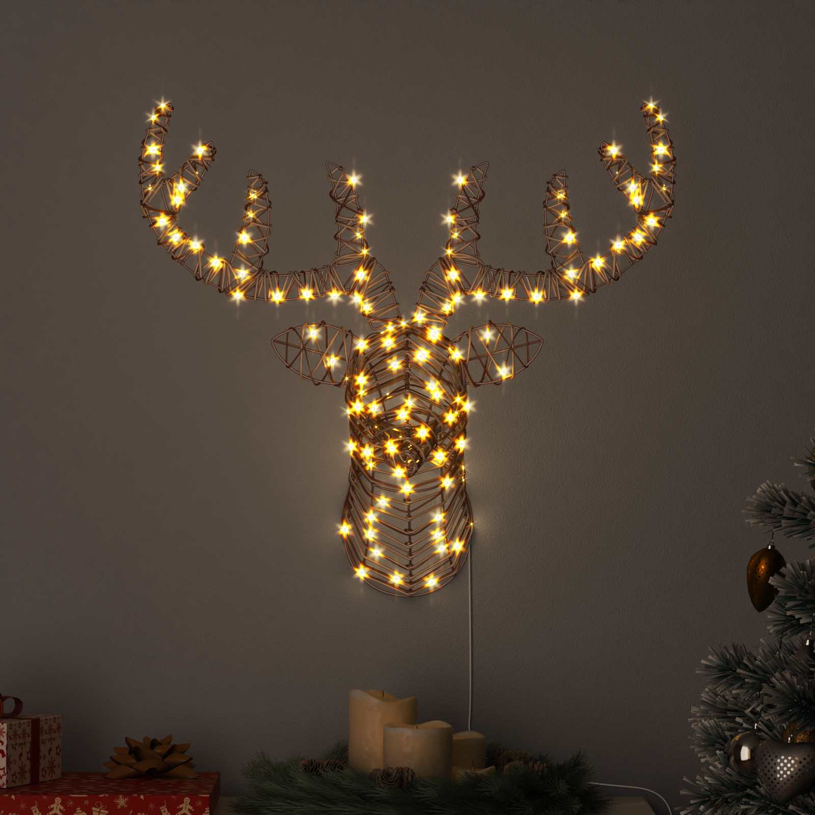 Έλκηθρο με Ελάφια Θερμό λευκό 68 x 36,5 x 62,5 εκ Ρατάν - Pakobazaar