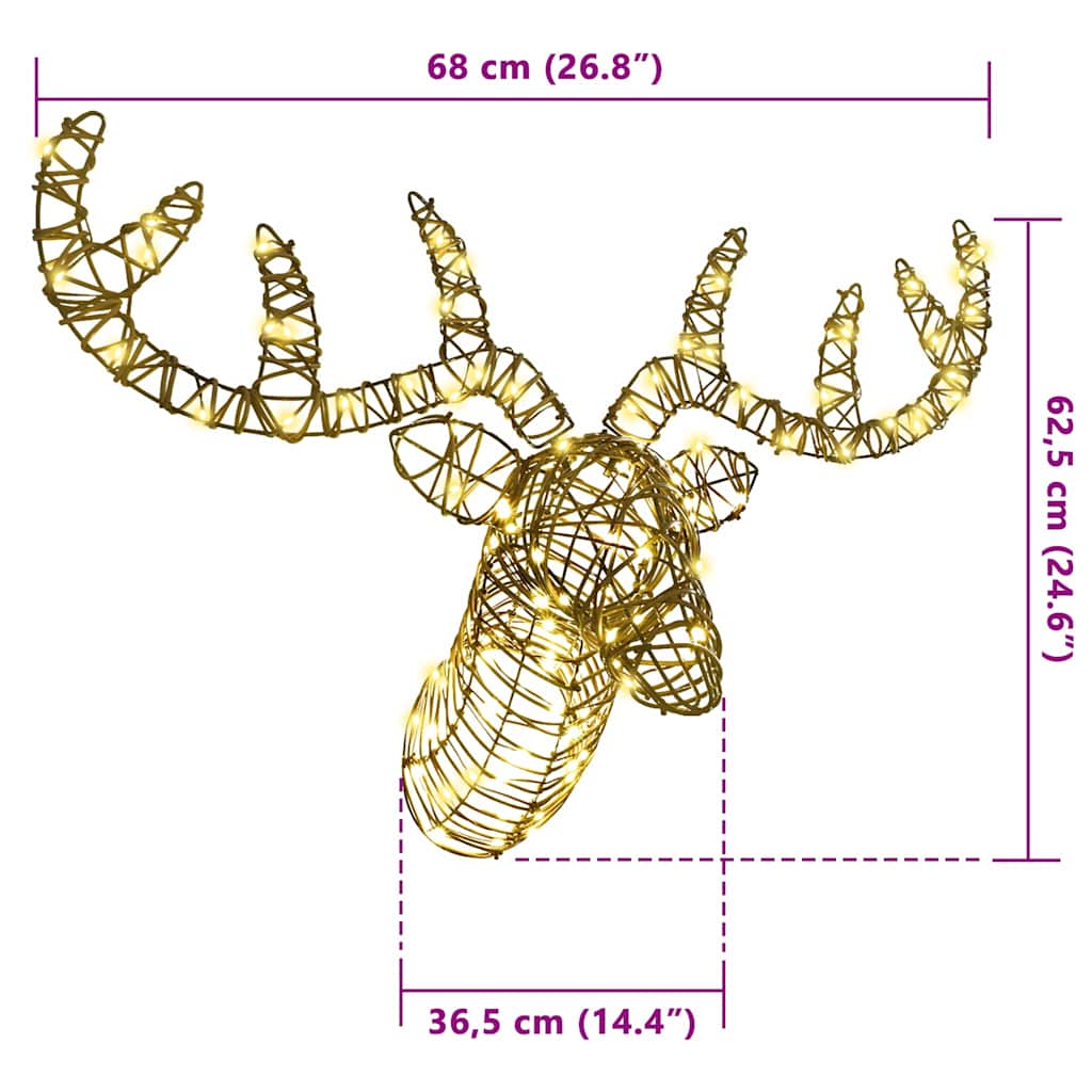 Έλκηθρο με Ελάφια Θερμό λευκό 68 x 36,5 x 62,5 εκ Ρατάν - Pakobazaar