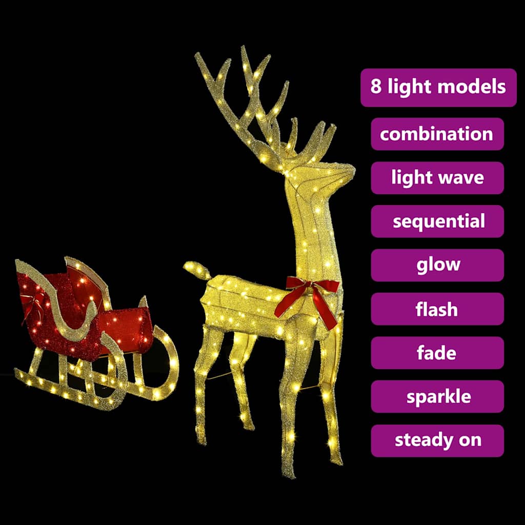 Έλκηθρο με Ελάφια Θερμό λευκό 151 x 28 x 128.5 εκ. ύφασμα - Pakobazaar