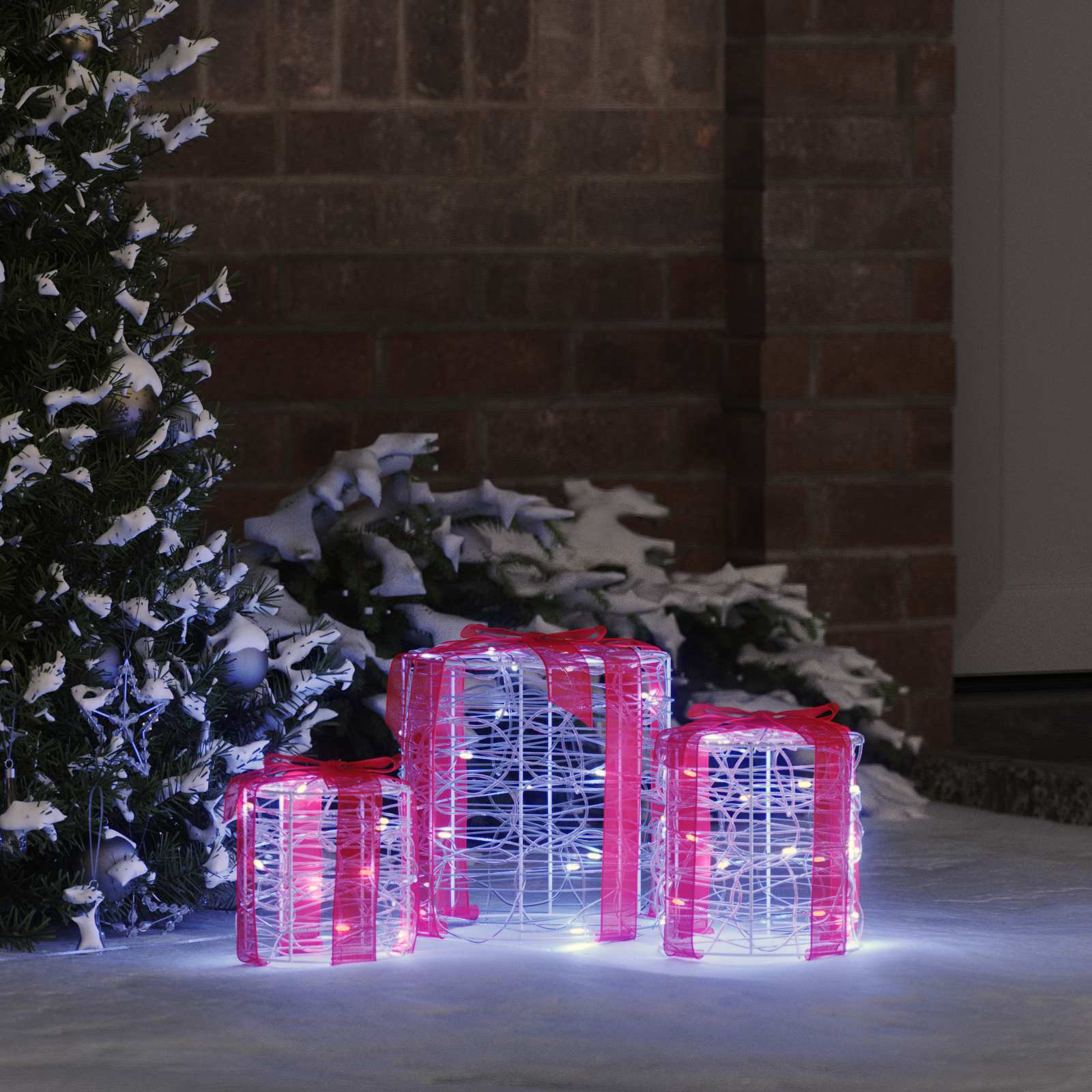 Διακόσμηση Κουτιού Δώρου 3 pcs Ψυχρό λευκό 20 x 20 x 21 εκ - Pakobazaar