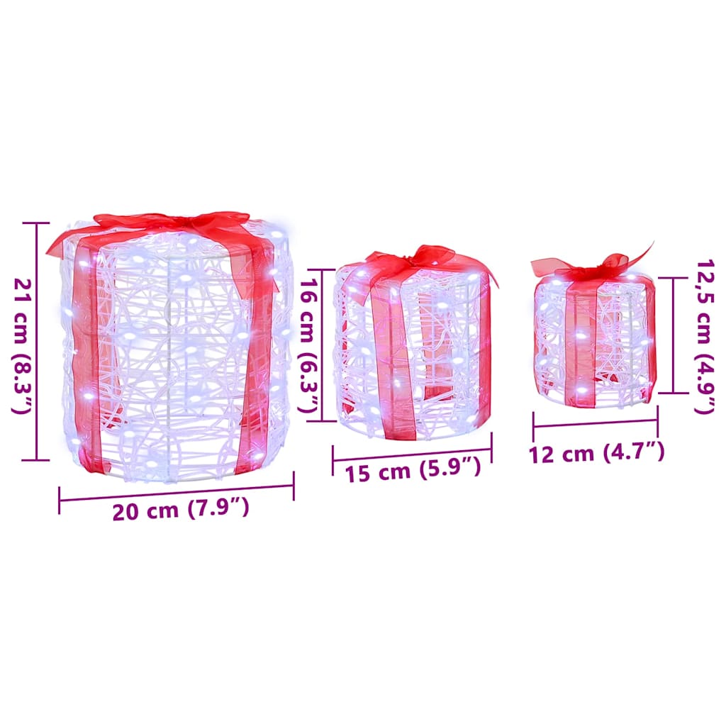 Διακόσμηση Κουτιού Δώρου 3 pcs Ψυχρό λευκό 20 x 20 x 21 εκ - Pakobazaar