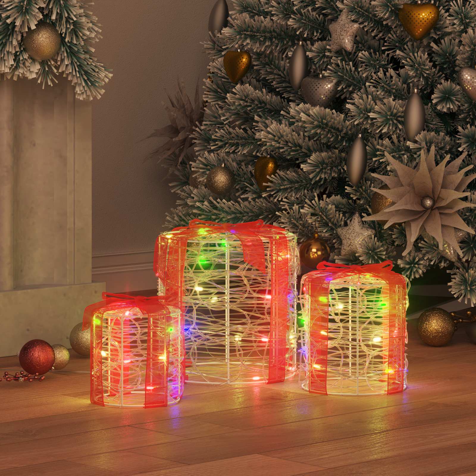 Διακόσμηση Κουτιού Δώρου 3 pcs πολύχρωμο 20 x 20 x 21 εκ - Pakobazaar