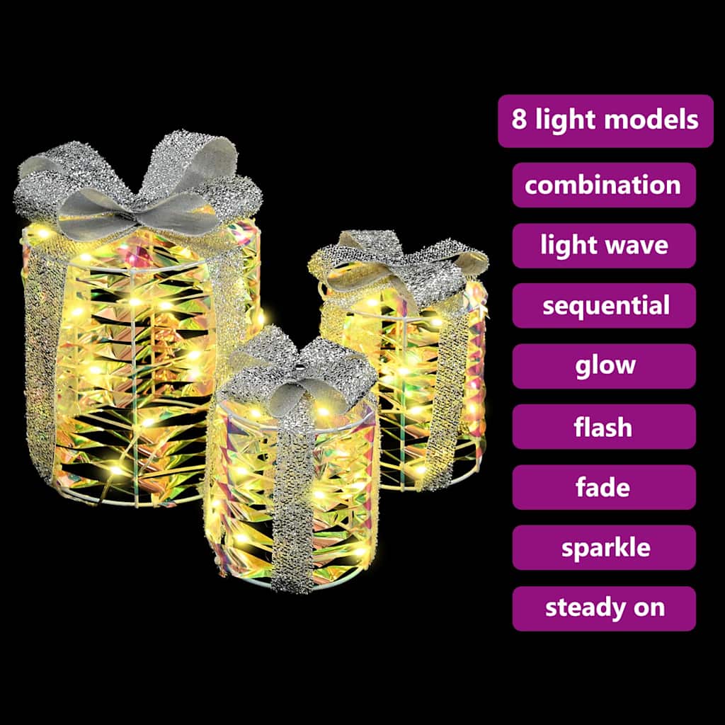 Διακόσμηση Κουτιού Δώρου 3 pcs Θερμό λευκό 20 x 20 x 20 εκ. PET - Pakobazaar