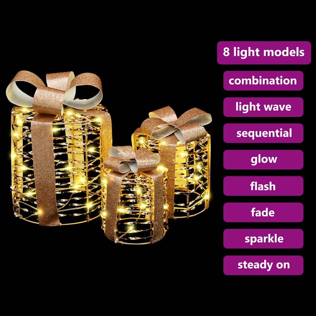 Διακόσμηση Κουτιού Δώρου 3 pcs Θερμό λευκό 20 x 20 x 20 εκ. PET - Pakobazaar