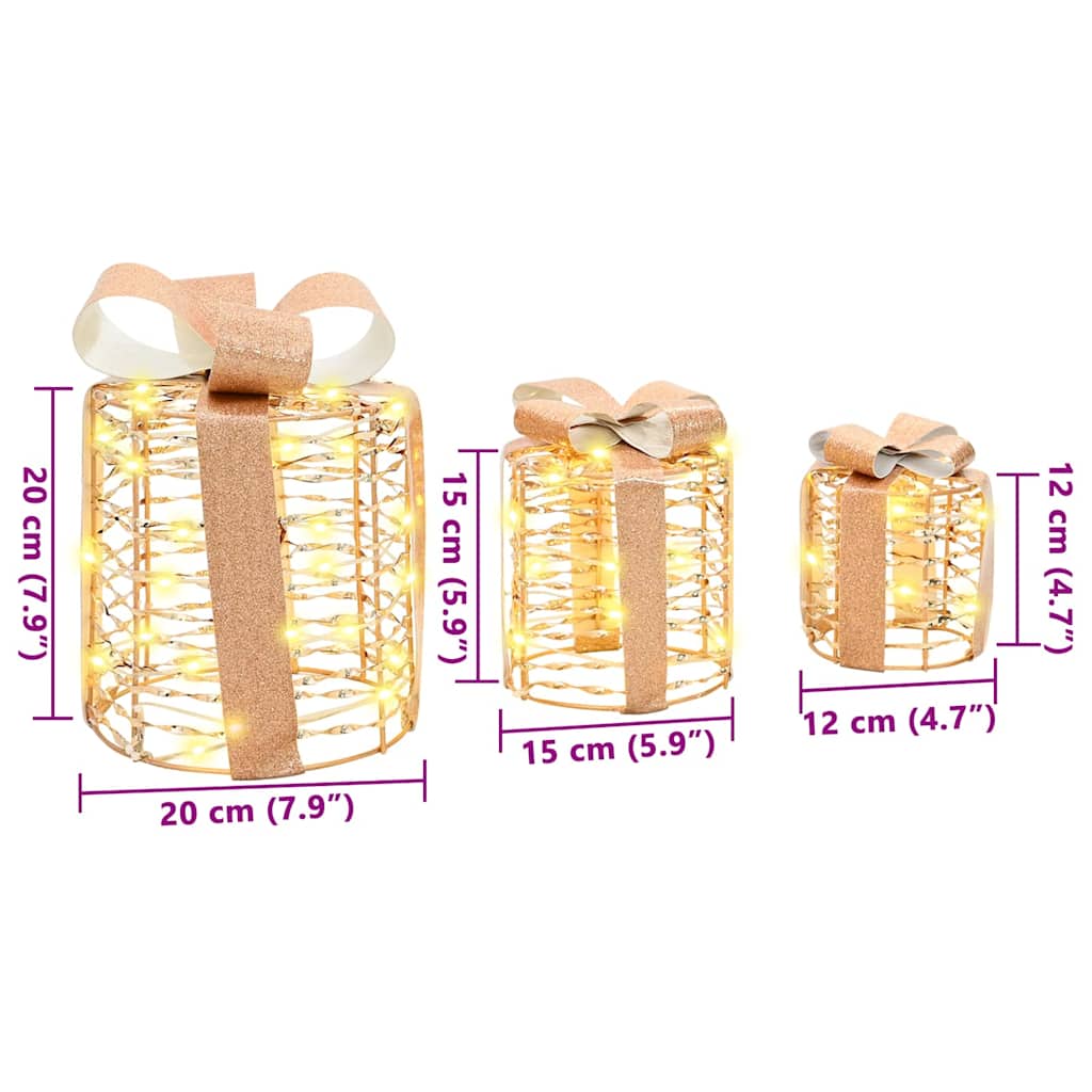 Διακόσμηση Κουτιού Δώρου 3 pcs Θερμό λευκό 20 x 20 x 20 εκ. PET - Pakobazaar