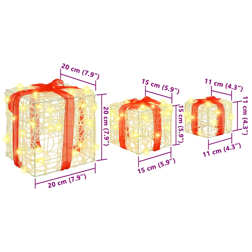Κουτί Δώρου 3 pcs Θερμό λευκό 20 x 20 x 20 εκ. Ακρυλικό - Pakobazaar