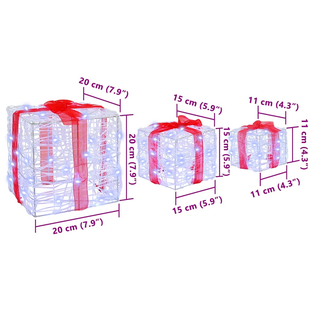 Κουτί Δώρου 3 pcs Ψυχρό λευκό 20 x 20 x 20 εκ. Ακρυλικό - Pakobazaar