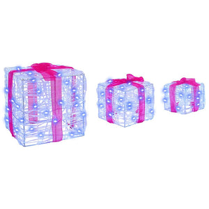 Κουτί Δώρου με 60 LED 3 pcs Μπλε 20 x 20 x 20 εκ. Ακρυλικό - Pakobazaar