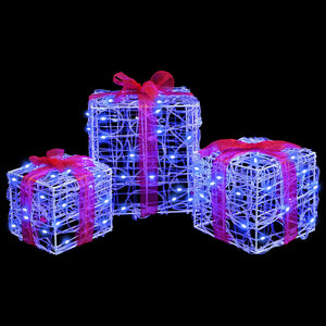 Κουτί Δώρου με 60 LED 3 pcs Μπλε 20 x 20 x 20 εκ. Ακρυλικό - Pakobazaar