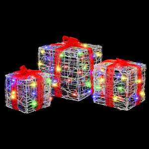 Κουτί Δώρου με 60 LED 3 pcs Πολύχρωμο 20 x 20 x 20 εκ. Ακρυλικό - Pakobazaar