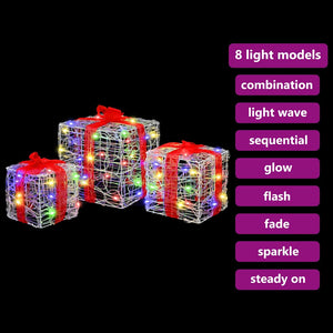 Κουτί Δώρου με 60 LED 3 pcs Πολύχρωμο 20 x 20 x 20 εκ. Ακρυλικό - Pakobazaar
