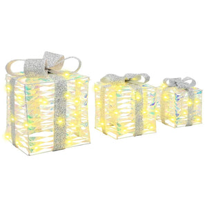 Κουτί Δώρου με 60 LED 3 pcs Θερμό λευκό 20 x 20 x 20 εκ. PET - Pakobazaar