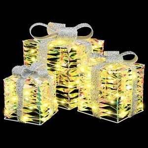 Κουτί Δώρου με 60 LED 3 pcs Θερμό λευκό 20 x 20 x 20 εκ. PET - Pakobazaar