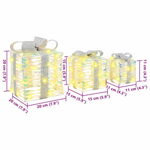 Κουτί Δώρου με 60 LED 3 pcs Θερμό λευκό 20 x 20 x 20 εκ. PET - Pakobazaar