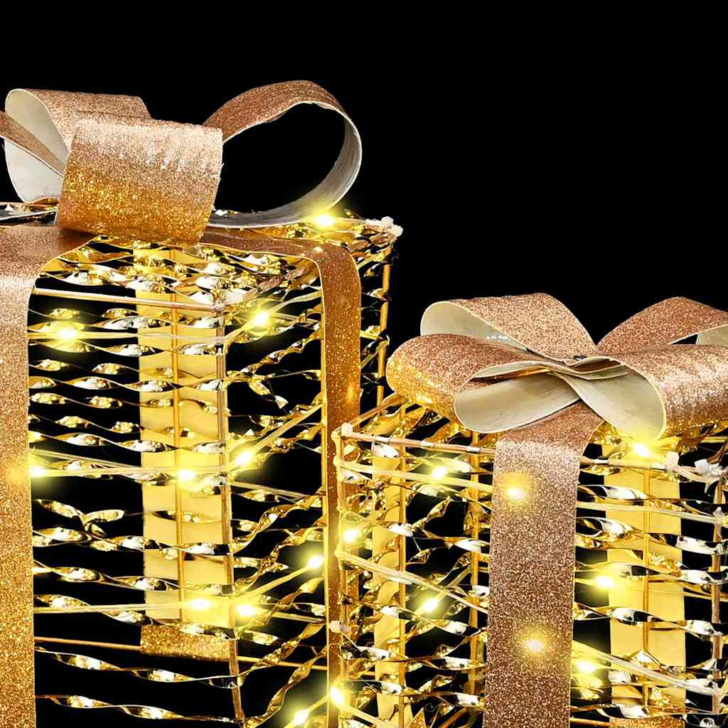 Κουτί Δώρου με 60 LED 3 pcs Θερμό λευκό 20 x 20 x 20 εκ. PET - Pakobazaar