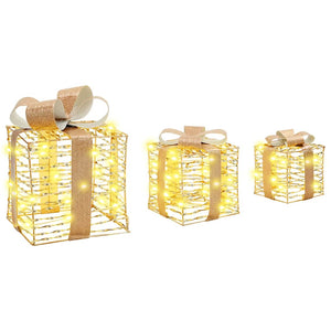 Κουτί Δώρου με 60 LED 3 pcs Θερμό λευκό 20 x 20 x 20 εκ. PET - Pakobazaar