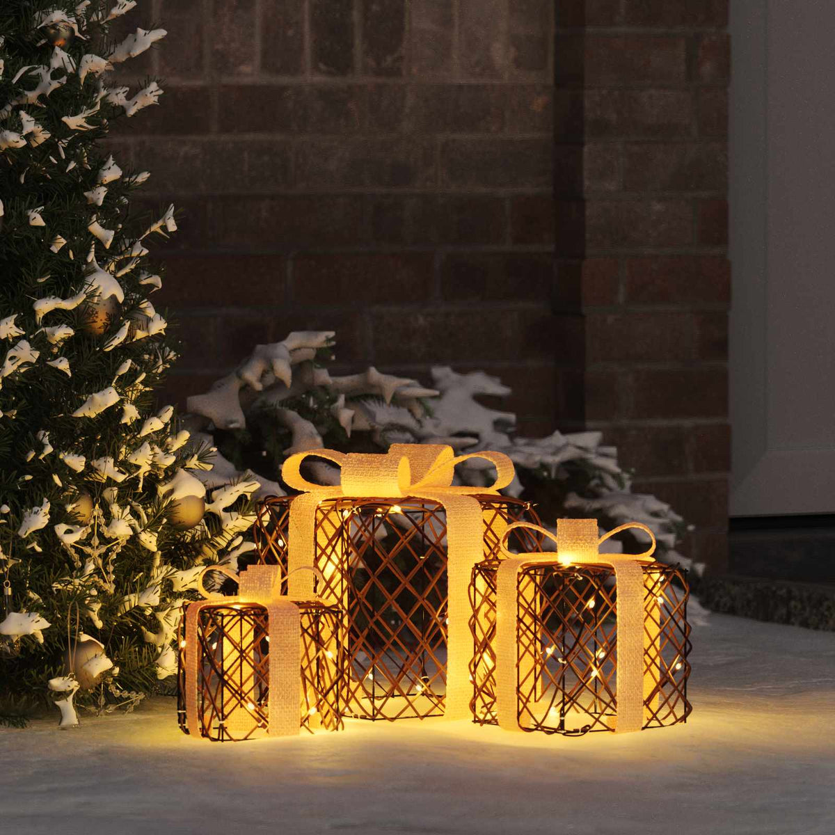 Φωτιζόμενο Χριστουγεννιάτικο Δώρο 3 τμχ. 150 LED Θερμό λευκό