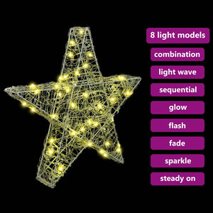 3D Αστέρι με 50 LED Θερμό λευκό 55 x 53.5 x 10 εκ Ακρυλικό - Pakobazaar