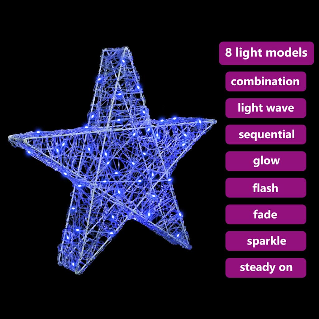 3D Αστέρι με 50 LED Μπλε 55 x 53.5 x 10 εκ Ακρυλικό - Pakobazaar