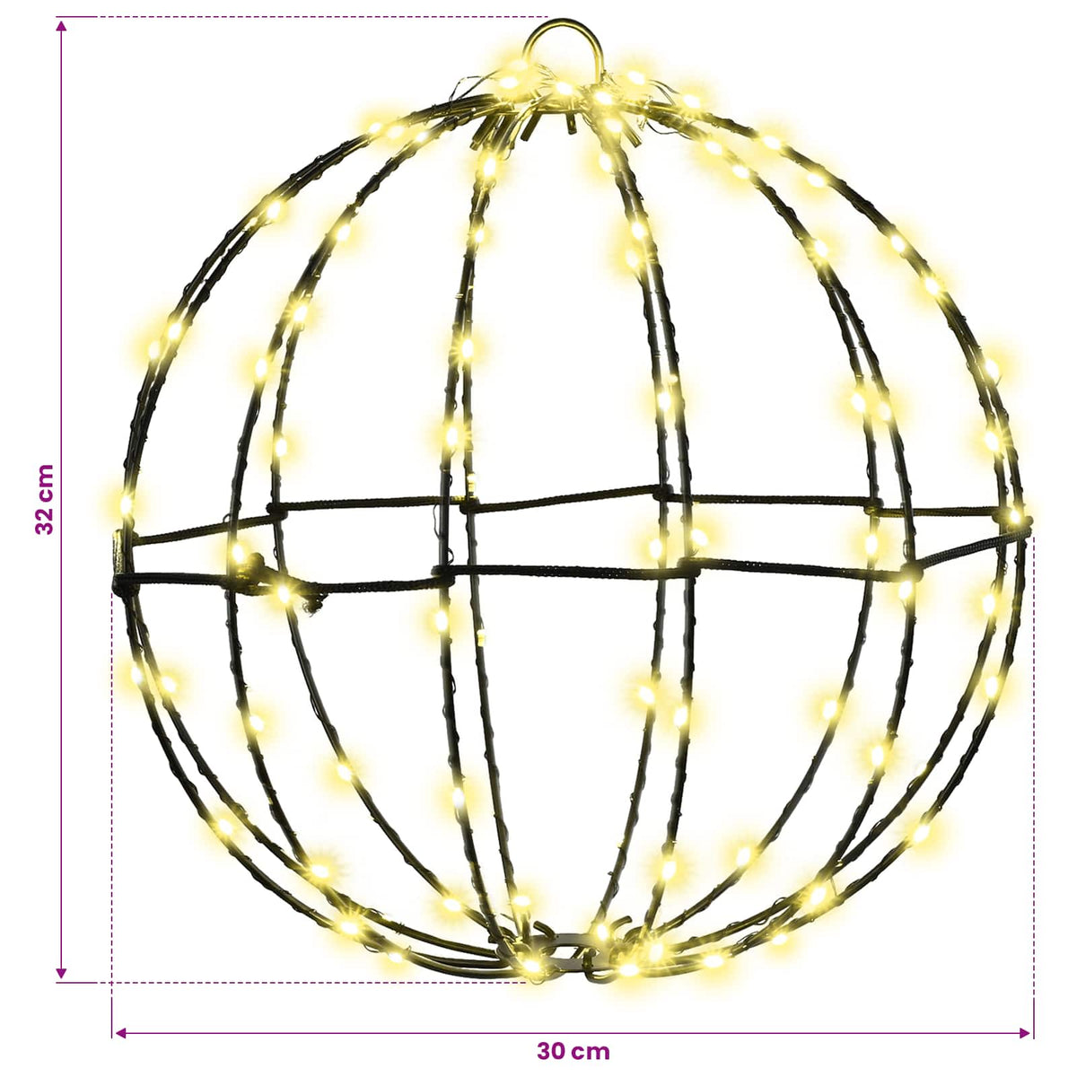Μπάλα Θερμό λευκό 30 x 30 x 32 εκ Μέταλλο 96 LED - Pakobazaar