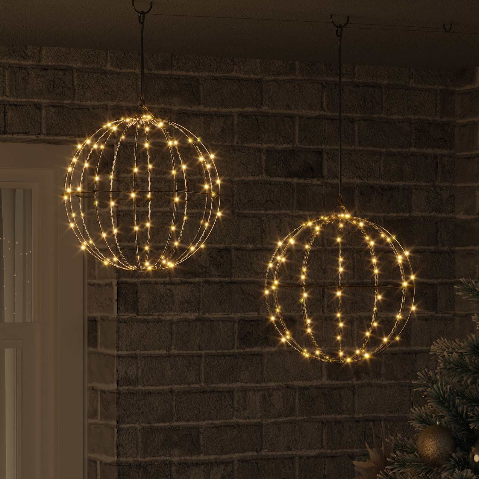 Μπάλα με 192 LED 2 pcs Θερμό λευκό 30 x 30 x 32 εκ Μέταλλο - Pakobazaar