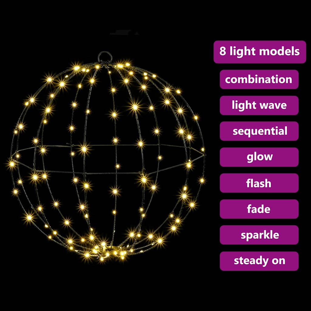 Μπάλα 2 τμχ. 192 LED Θερμό λευκό 40 x 40 x 43,5 εκ Μέταλλο