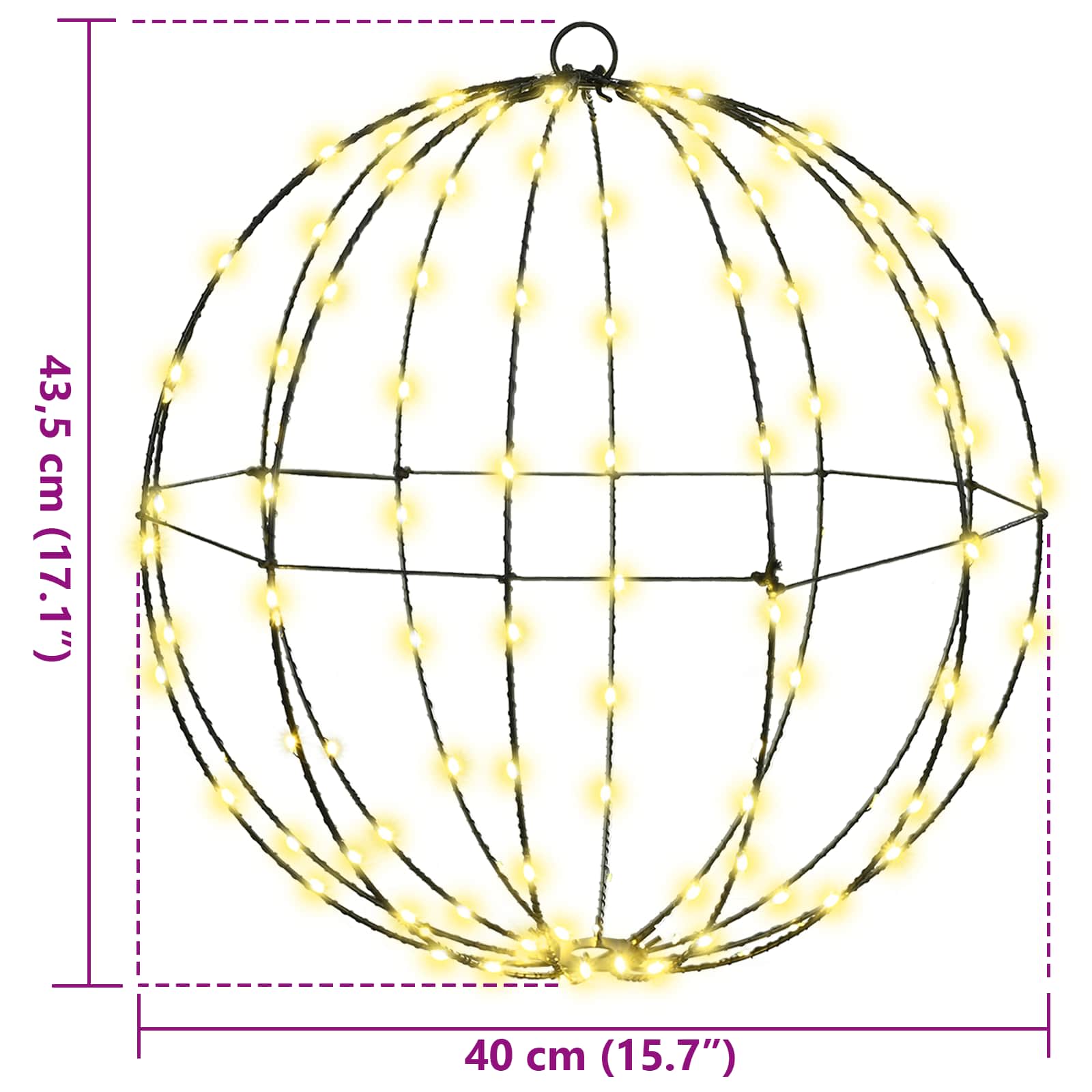 Μπάλα 2 τμχ. 192 LED Θερμό λευκό 40 x 40 x 43,5 εκ Μέταλλο