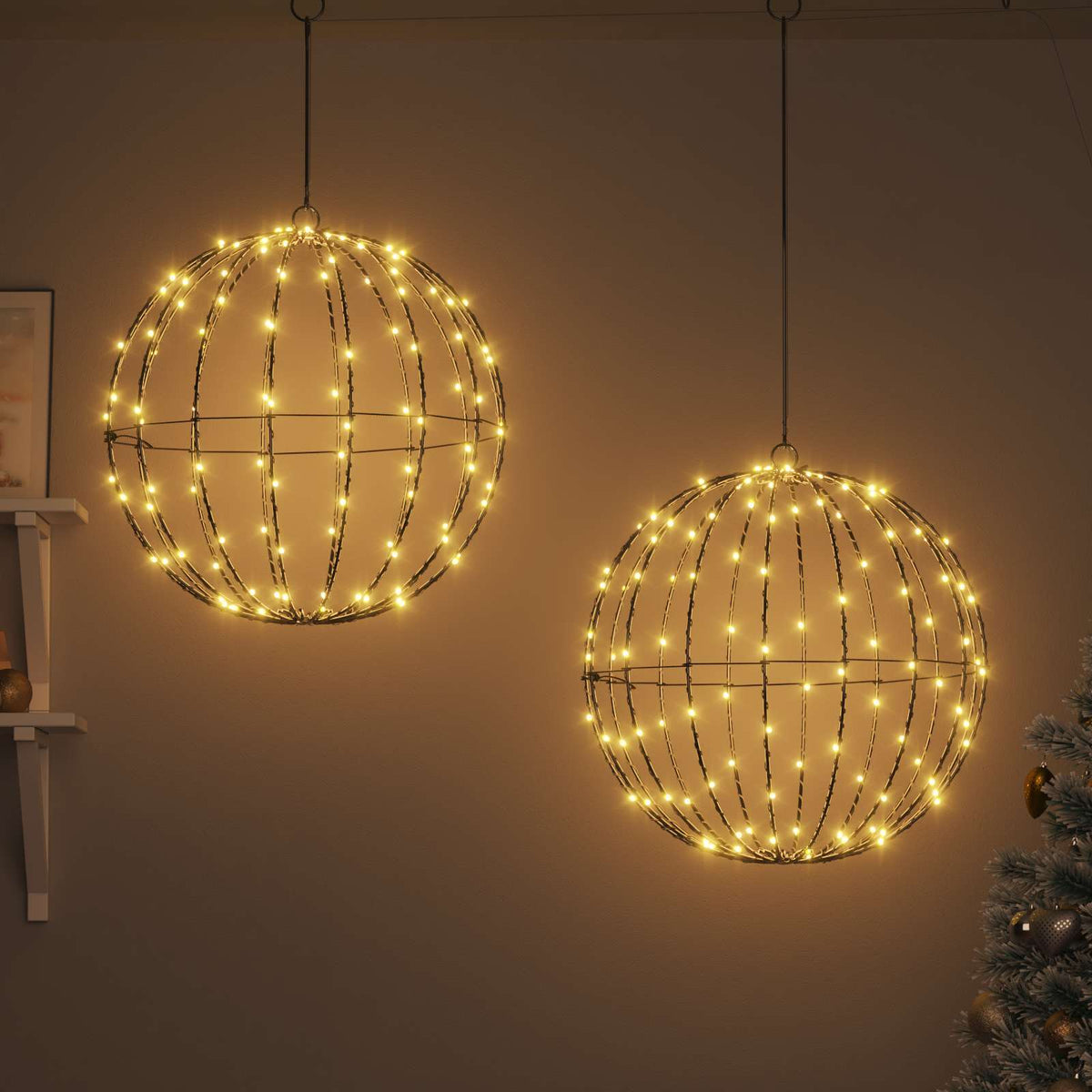 Μπάλα 2 τμχ. Θερμό λευκό 50 x 50 x 52 εκ Μέταλλο 320 LED
