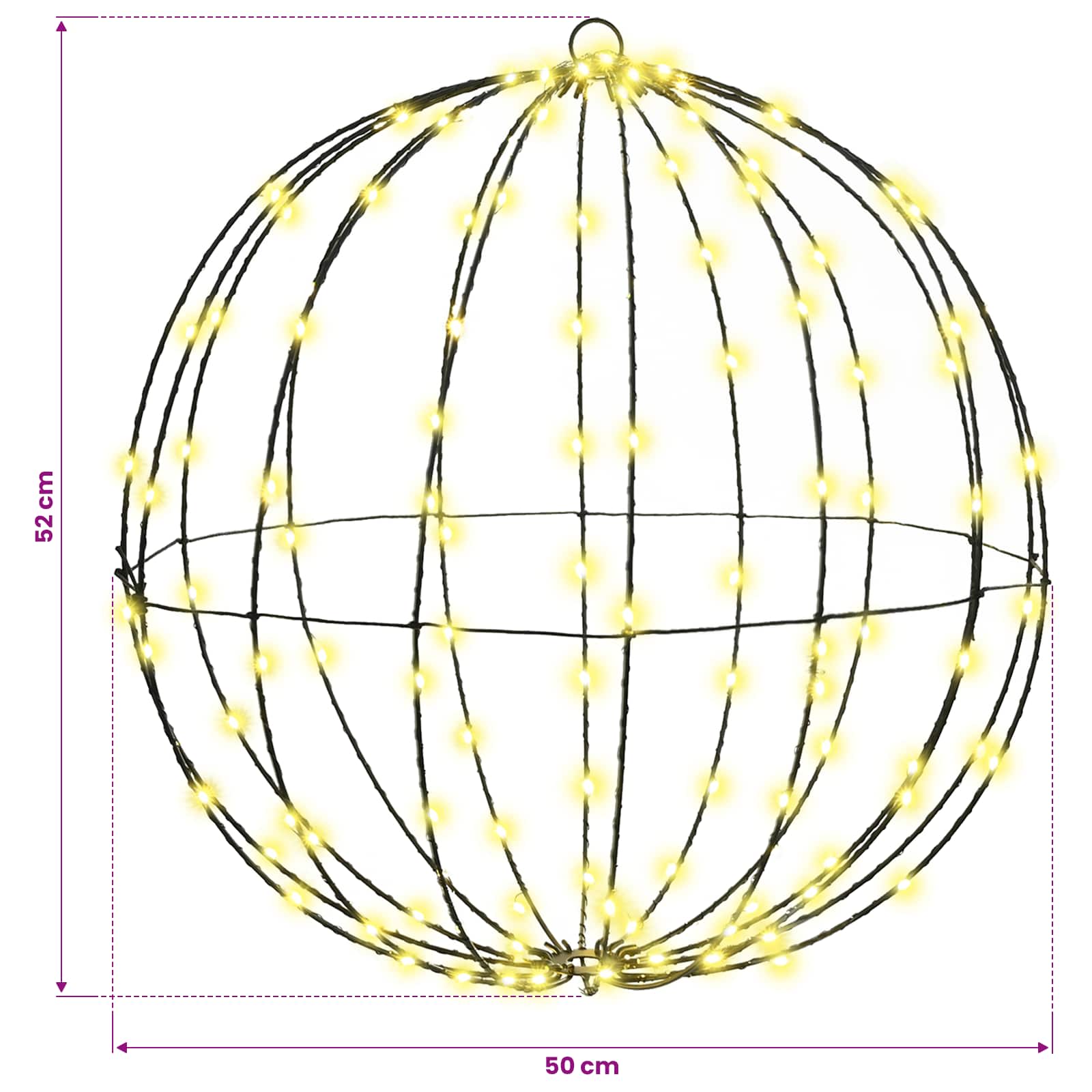 Μπάλα 2 τμχ. Θερμό λευκό 50 x 50 x 52 εκ Μέταλλο 320 LED