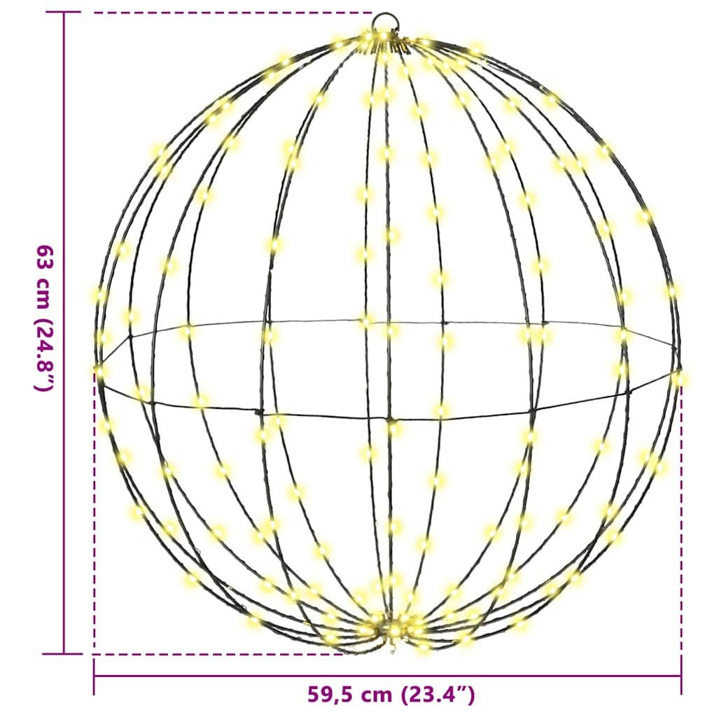 Μπάλα με 384 LED 2 pcs Θερμό λευκό 59,5 x 59,5 x 63 εκ Μέταλλο - Pakobazaar