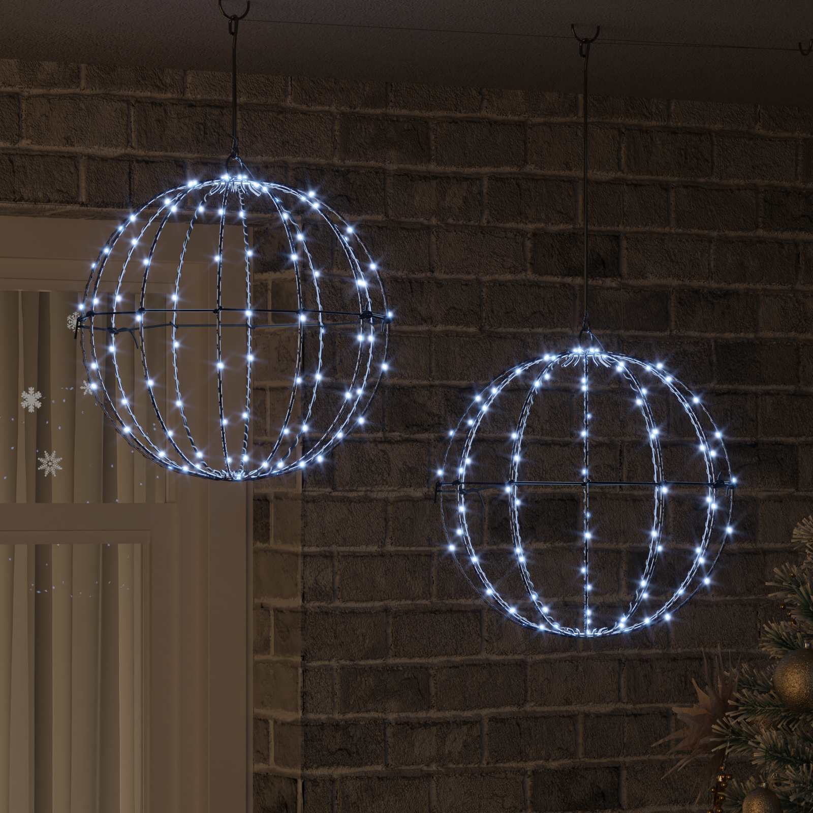 Μπάλα 2 τμχ. 192 LED Ψυχρό λευκό 40,5 x 40,5 x 42 εκ Μέταλλο