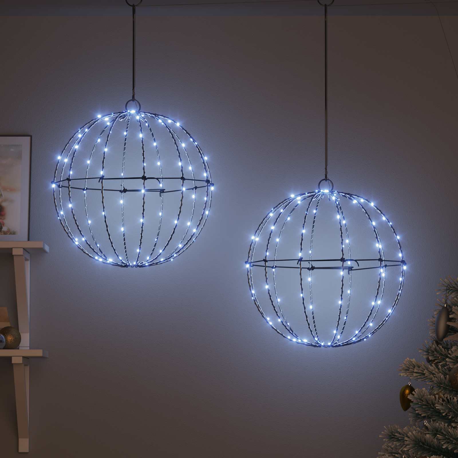 Μπάλα 2 τμχ. 192 LED Ψυχρό λευκό 40,5 x 40,5 x 42 εκ Μέταλλο