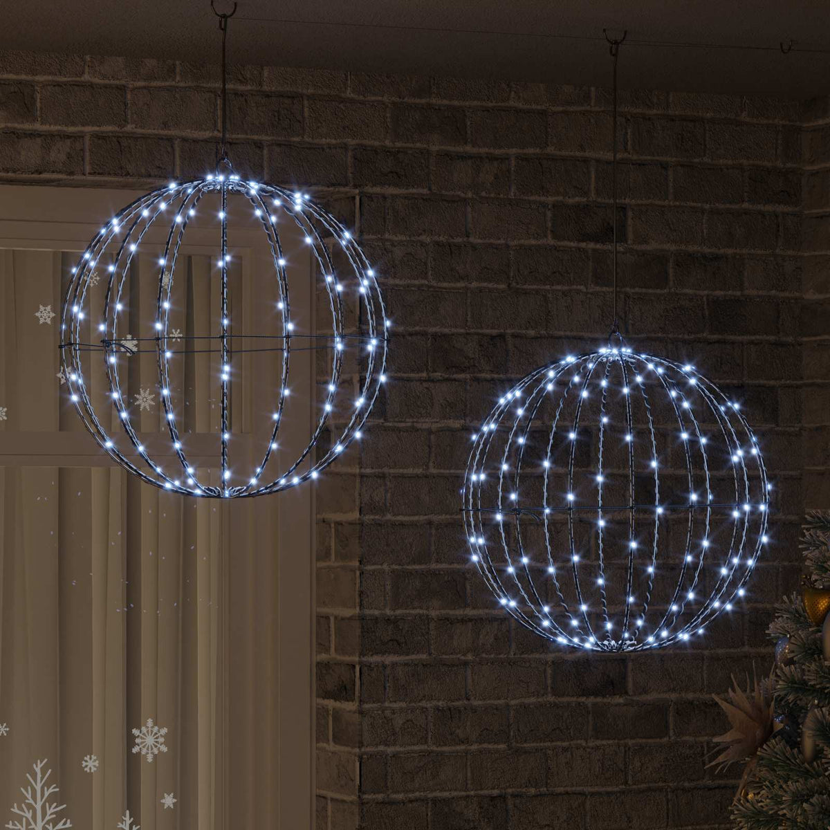 Μπάλα 2 τμχ. Ψυχρό λευκό 50 x 50 x 52 εκ Μέταλλο 320 LED