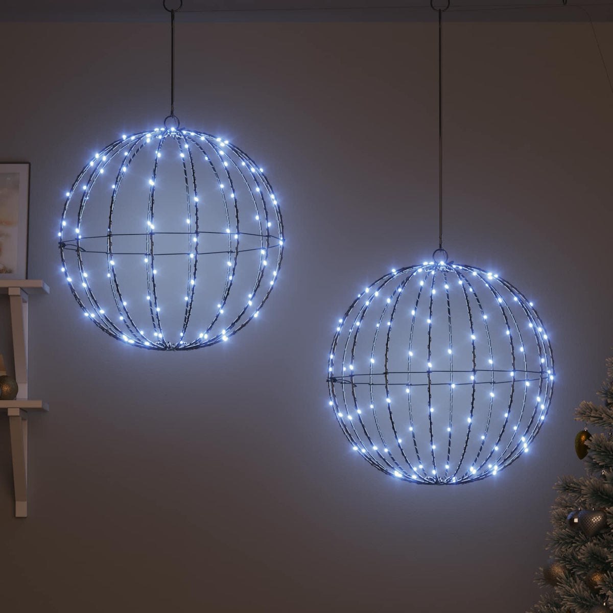 Μπάλα 2 τμχ. Ψυχρό λευκό 50 x 50 x 52 εκ Μέταλλο 320 LED