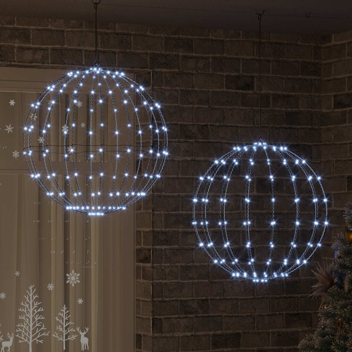 Μπάλα 2 τμχ. Ψυχρό λευκό 60 x 60 x 62 cm Μέταλλο 384 LED