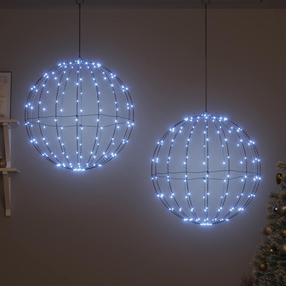 Μπάλα 2 τμχ. Ψυχρό λευκό 60 x 60 x 62 cm Μέταλλο 384 LED