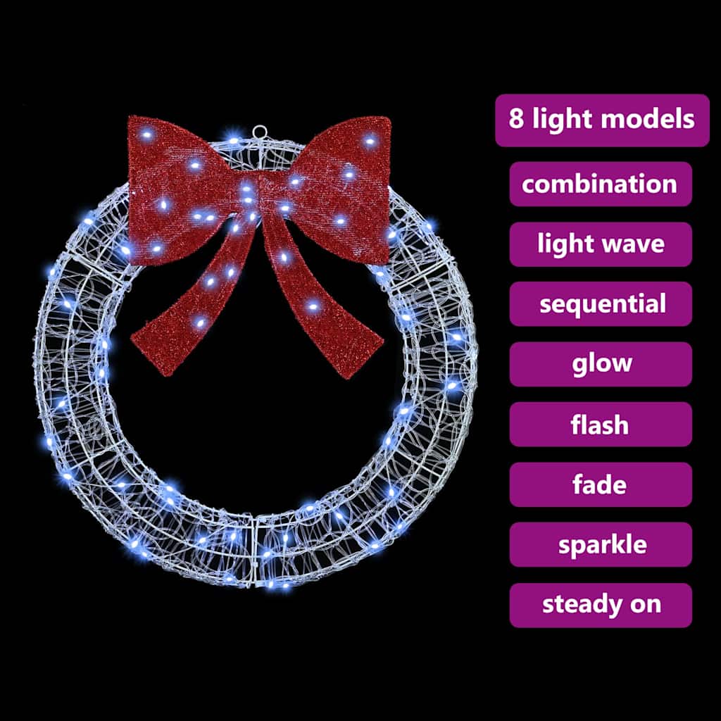 Στεφάνι με 60 LED Ψυχρό λευκό 76 x 76 x 8,5 εκ Ακρυλικό - Pakobazaar