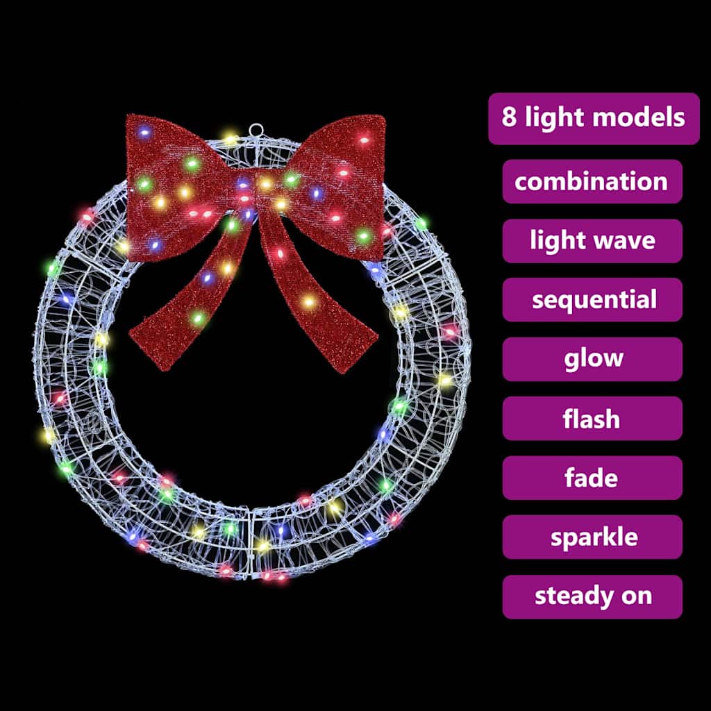 Στεφάνι με 60 LED Πολύχρωμο 76 x 76 x 8,5 εκ Ακρυλικό - Pakobazaar