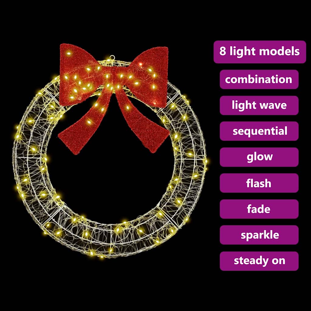 Στεφάνι με 80 LED Θερμό λευκό 92 x 92 x 9,5 εκ Ακρυλικό - Pakobazaar