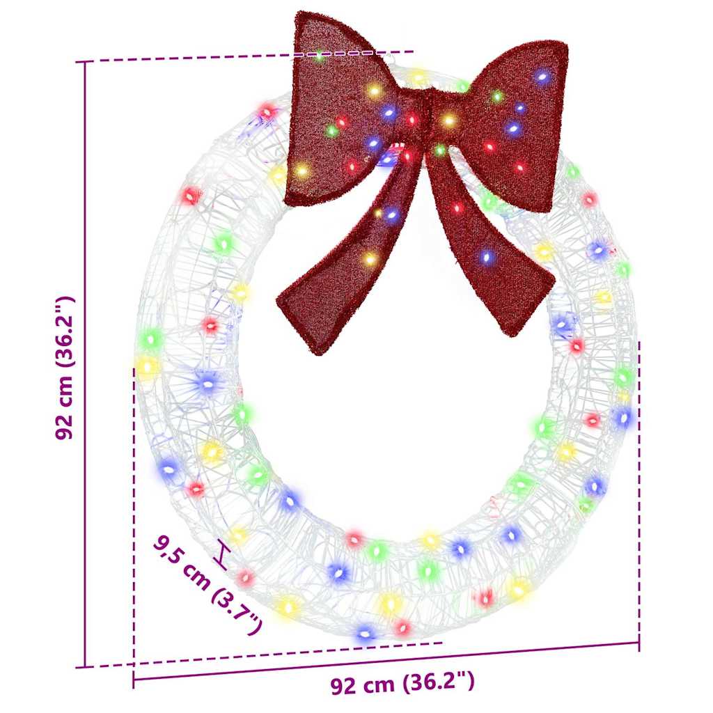 Στεφάνι με 80 LED Πολύχρωμο 92 x 92 x 9,5 εκ Ακρυλικό - Pakobazaar