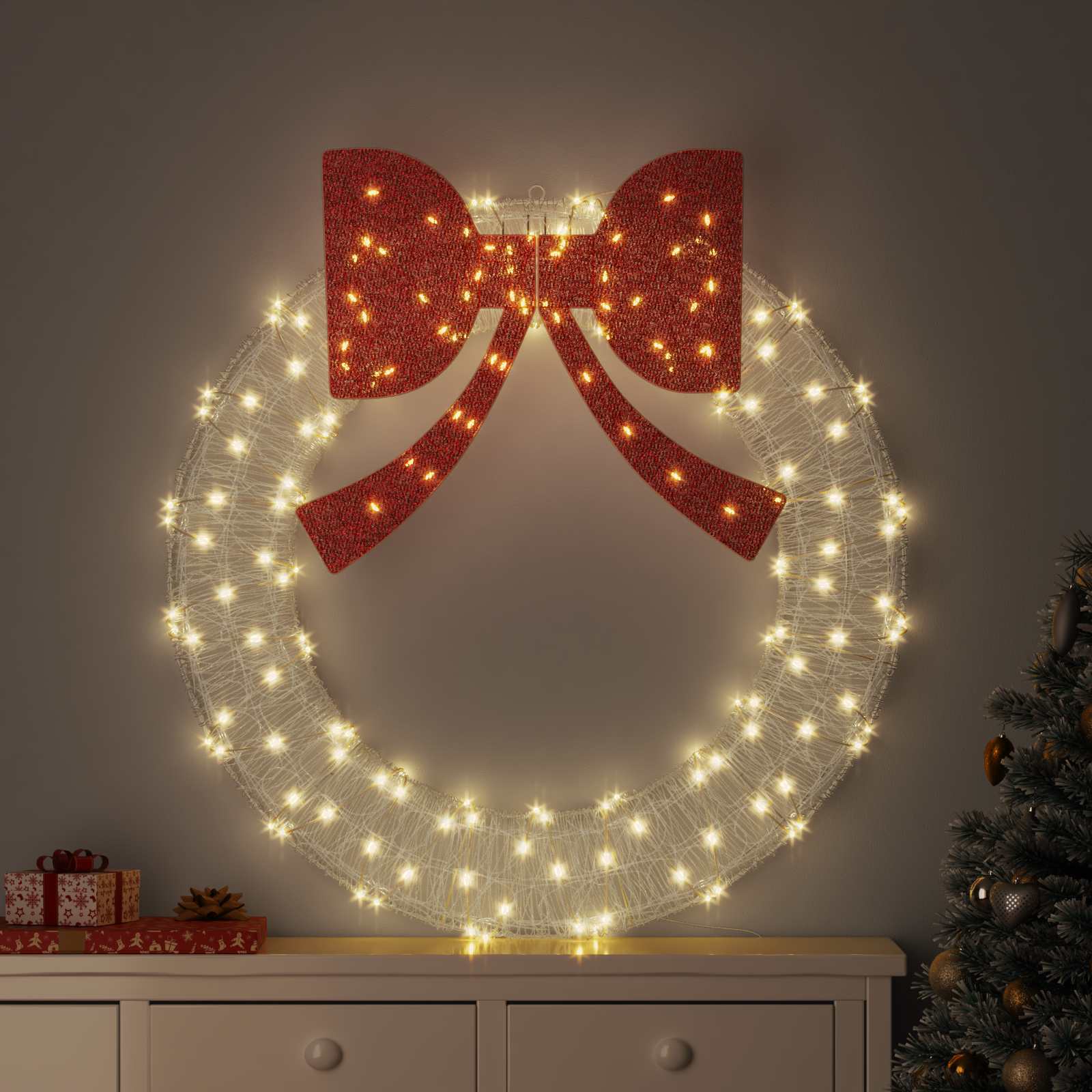 Στεφάνι με 150 LED Θερμό λευκό 120 cm Ακρυλικό - Pakobazaar